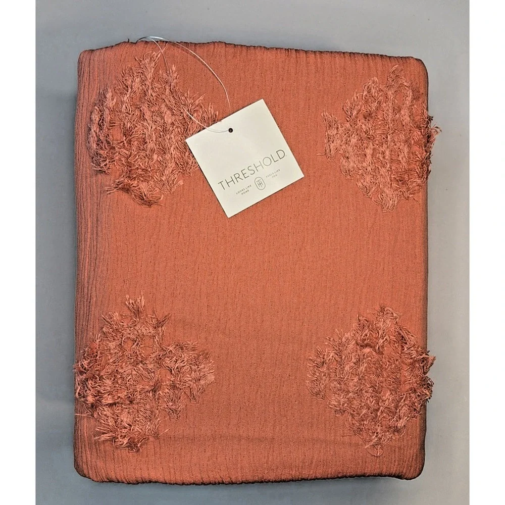 Threshold Tufted Diamond Crinkle Duvet Set in Melon Pink - Jacquard Weave-TwinXL
